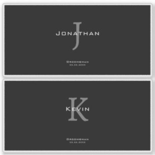 Masculine Black and White  Initial + Name Monogram