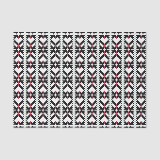 Masculine Black and white Latvian tribal folk art Tissue Paper (Front)