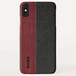 Masculine Black & Red Faux Leather iPhone XS Max Case