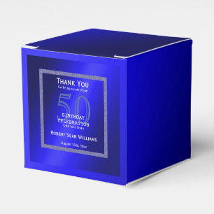 Masculine Blue & Glitter Frame 50th Birthday Favour Box
