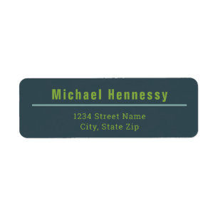 Masculine Blue Green Return Address Label