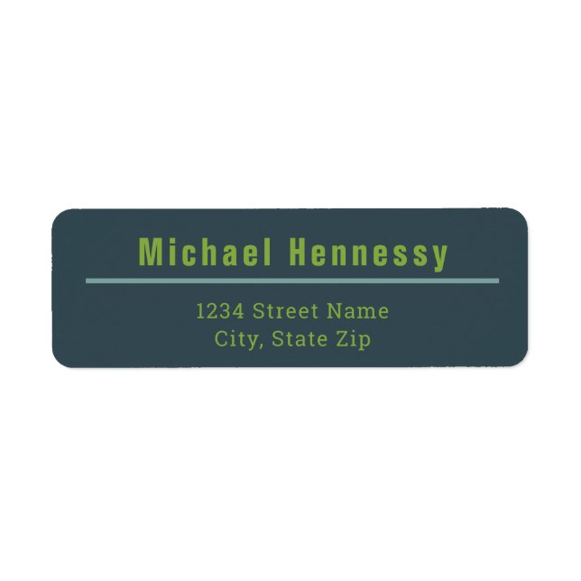 Masculine Blue Green Return Address Label (Front)