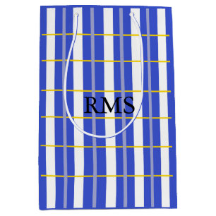 Masculine Blue, Grey, Yellow Check Medium Gift Bag