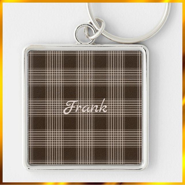 Masculine Brown and Beige Plaid Key Ring (Creator Uploaded)