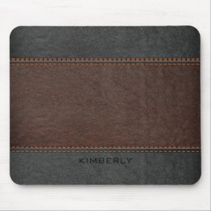 Masculine Brown And Black Leather Mouse Pad