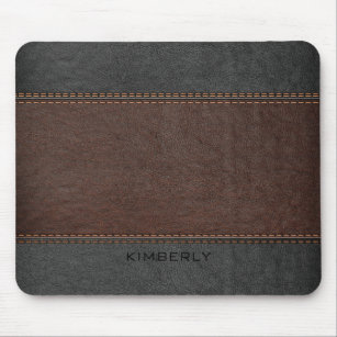 Masculine Brown And Black Leather Mouse Pad