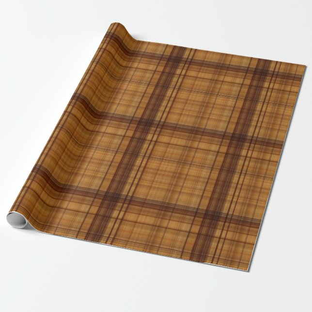 Masculine Browns Plaid Pattern Wrapping Paper (Unrolled)