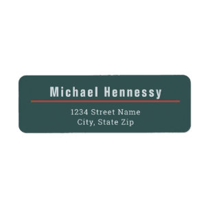 Masculine Dark Green and Rust Modern Return Address Label