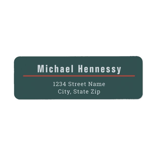 Masculine Dark Green and Rust Modern Return Address Label (Front)