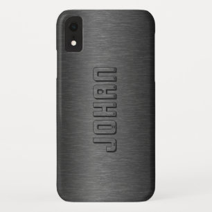 Masculine Dark-grey Brushed Aluminium Background iPhone XR Case