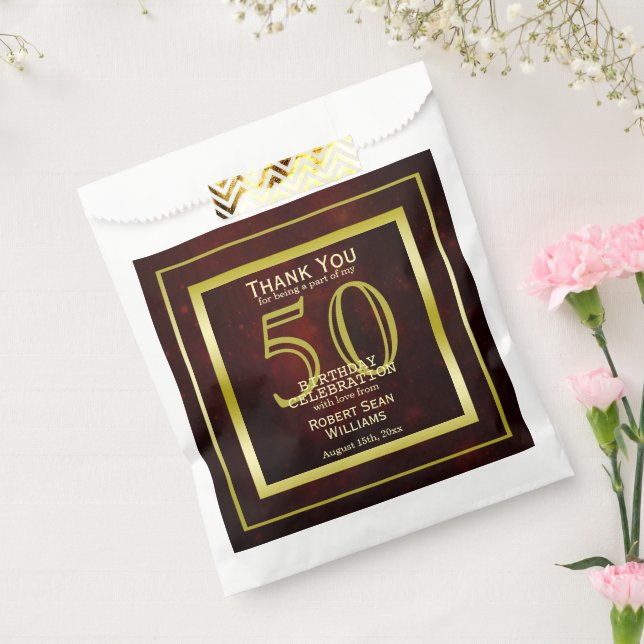 Masculine Double Gold Frame 50th Birthday  Favour Bag (Sealed)