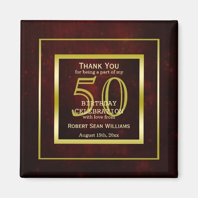 Masculine Double Gold Frame 50th Birthday     Magnet (Front)