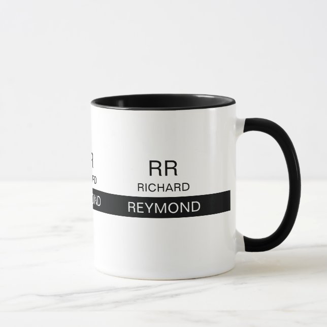 Masculine Elegant Typography Name Black Mug (Right)