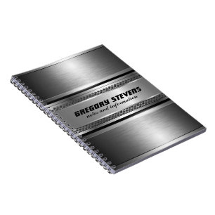 Masculine Faux Silver Stripes Design Monogramed Notebook