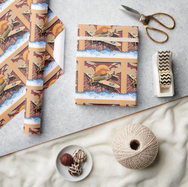Masculine Fighter Plane  Wrapping Paper (Crafts)