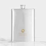 Masculine Gold Personalised Groomsmen Hip Flask<br><div class="desc">Add a personal touch to your wedding with personalised groomsmen flask. This flask features monogram in gold circle element with name and title in gold professional font style. Also perfect for best man, father of the bride, ring bearer and more. Please Note : The foil details are simulated in the...</div>