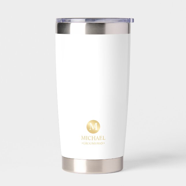 Masculine Gold Personalised Groomsmen Insulated Tumbler (Left)