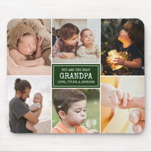 Masculine Grandpa Green 3 Photo Collage Mouse Pad
