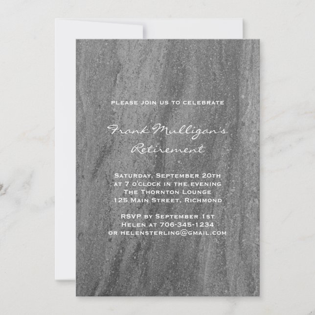 Masculine Granite Retirement Party Invitation (Front)