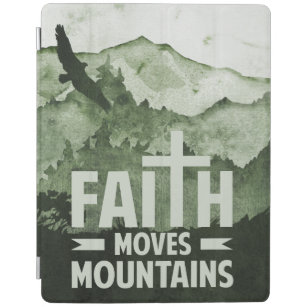 Masculine Green Faith Moves Mountains iPad Cover