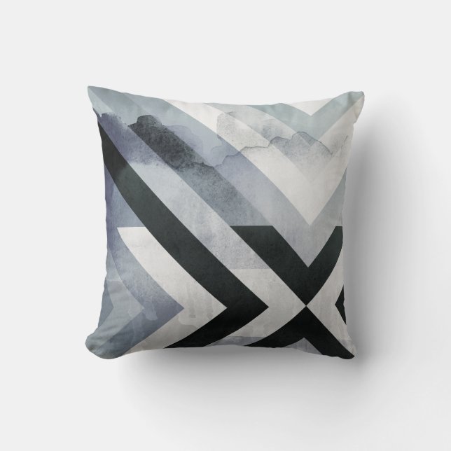Masculine Grey Black White Distressed Moden Design Cushion (Front)