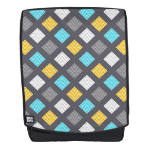 Masculine Grey Blue Yellow Geometric Pattern Backpack