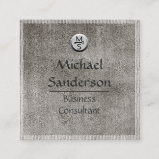 Masculine grey textured look consultant square business card