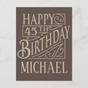 Masculine happy birthday design announcement postcard