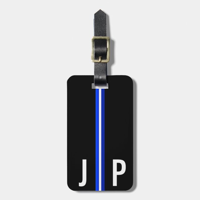 Masculine Initial Stripe Personalised Custom TAG (Front Vertical)