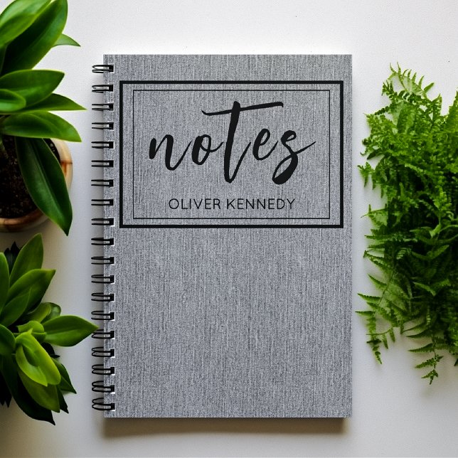 Masculine Light Grey Denim Print Classic Spiral Notebook (Creator Uploaded)