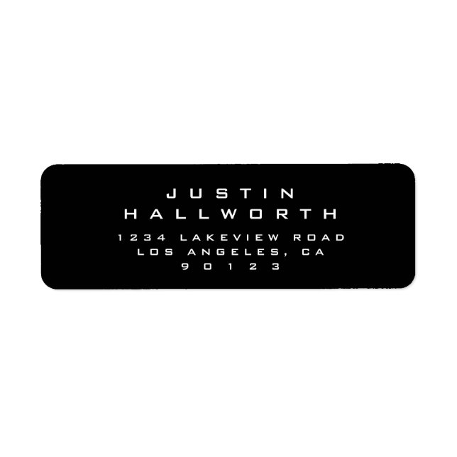 Masculine Looking Black & White Return Address Return Address Label (Front)