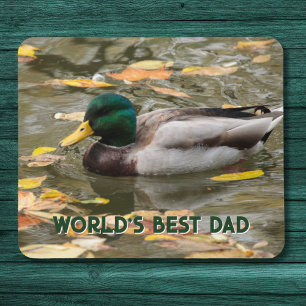 Masculine Mallard Duck Custom Text Father's Day Mouse Pad