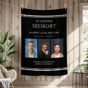 Masculine Memorial Photo In Loving Memory Fleece Blanket