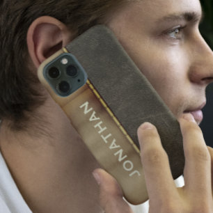Masculine Metal Leather look Monogram  Case-Mate i iPhone 13 Case
