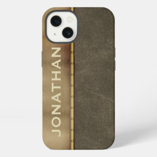 Masculine Metal Leather look Monogram Case-Mate i iPhone 13 Case