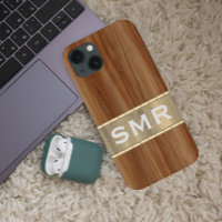Masculine Metal Wood look Monogram Initials Case-