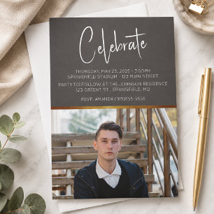 Masculine Modern Photo Graduation Invitation