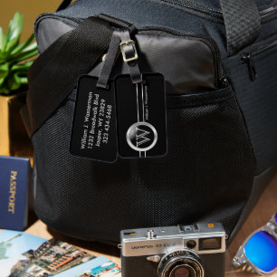 Masculine Monogram Executive Black Style Luggage Tag