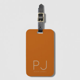 Masculine Monogram Modern Simple Camel Luggage Tag