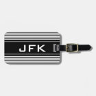 Masculine monogram travel luggage tag with stripes