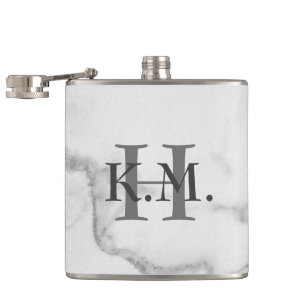 Masculine Monogrammed Marble Flask