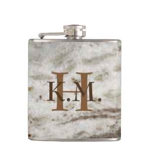 Masculine Monogrammed Pearl Granite Flask