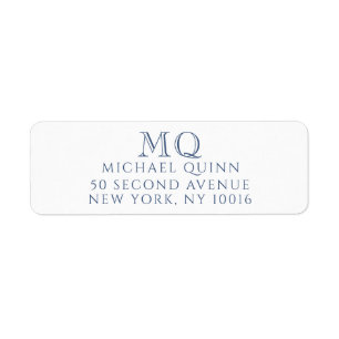 Masculine Navy Blue Initials Return Address Label