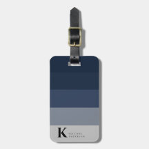 Masculine Navy Blue Ombre Grey Classic Monogram