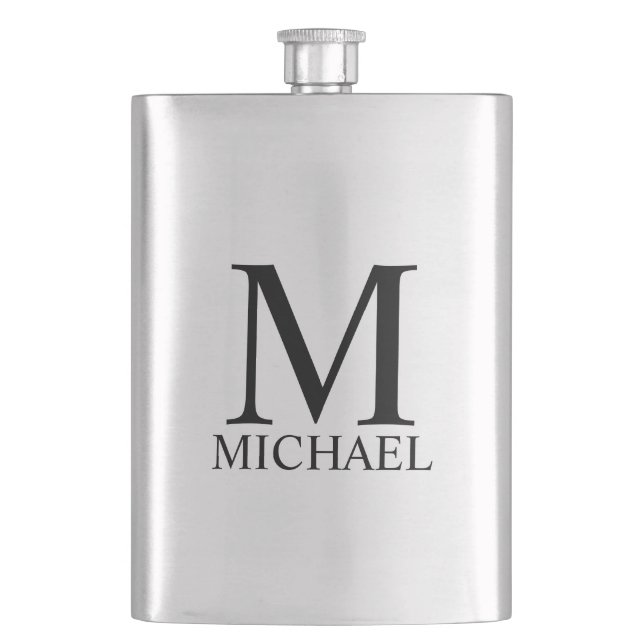 Masculine Personalised Monogram and Name Flask (Front)