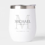 Masculine Personalised Monogram and Name Groomsmen<br><div class="desc">Add a personal touch to your wedding with personalised groomsmen gift.
This design features personalised groomsman's name with title in grey and monogram in light grey as background,  in classic serif font style on white background.

Also perfect for best man,  father of the bride,  ring bearer and more.</div>