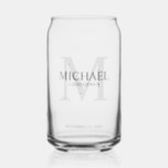 Masculine Personalised Monogram and Name Groomsmen Can Glass<br><div class="desc">Add a personal touch to your wedding with personalised groomsmen gift.
This design features personalised groomsman's name with title in grey and monogram in light grey as background,  in classic serif font style.

Also perfect for best man,  father of the bride,  ring bearer and more.</div>