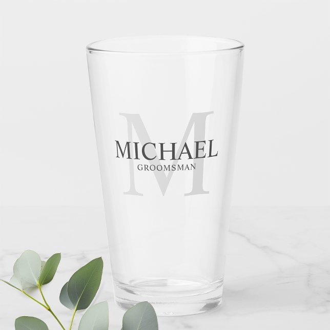 Masculine Personalised Monogram and Name Groomsmen Glass (Creator Uploaded)
