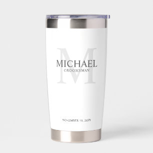 Masculine Personalised Monogram and Name Groomsmen Insulated Tumbler
