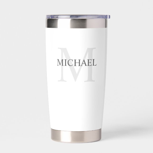 Masculine Personalised Monogram and Name Insulated Tumbler (Left)